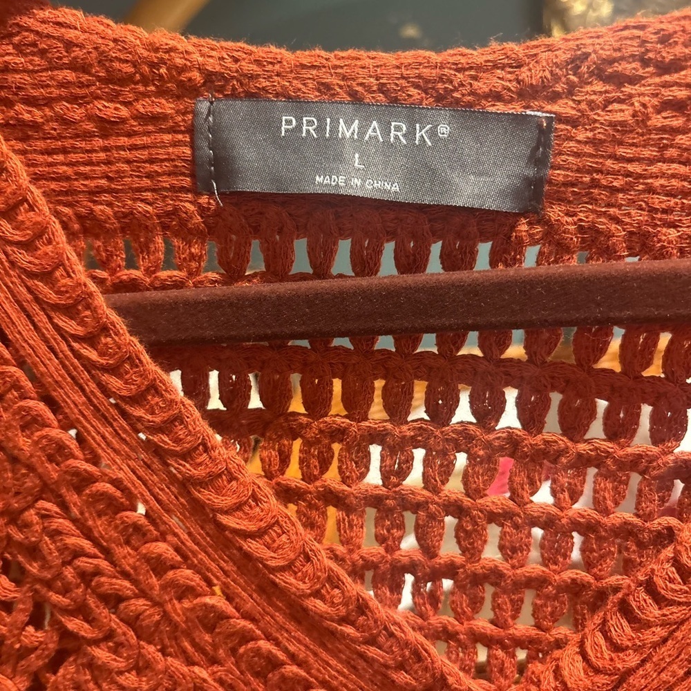 Primark Women’s‎ Burnt Orange Crochet Button Vest (Waistcoat) - Picture 3 of 5